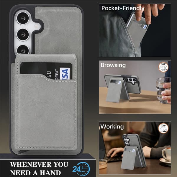 Etui til Samsung Galaxy S26 Plus, magnetisk med avtakbart kortetui (grå)