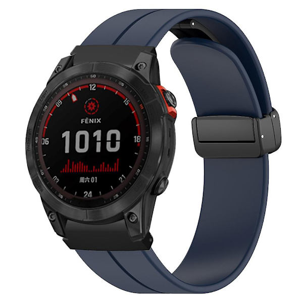 Magnetisk spænde silikone urrem til Garmin Fenix 7s/7s Solar/6s/5s, med 20mm pc-stik Midnight Blue