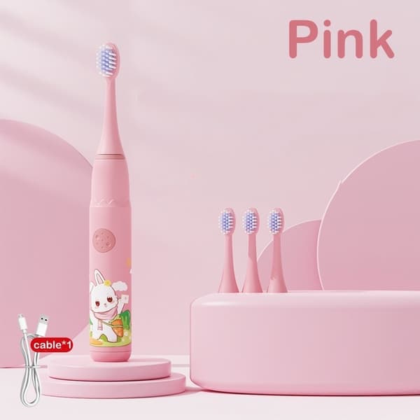 Elektrisk tandbørste - 3 tilstande, IPX7 vandtæt, 2-minutters timer til alderen 3+ (Pink)