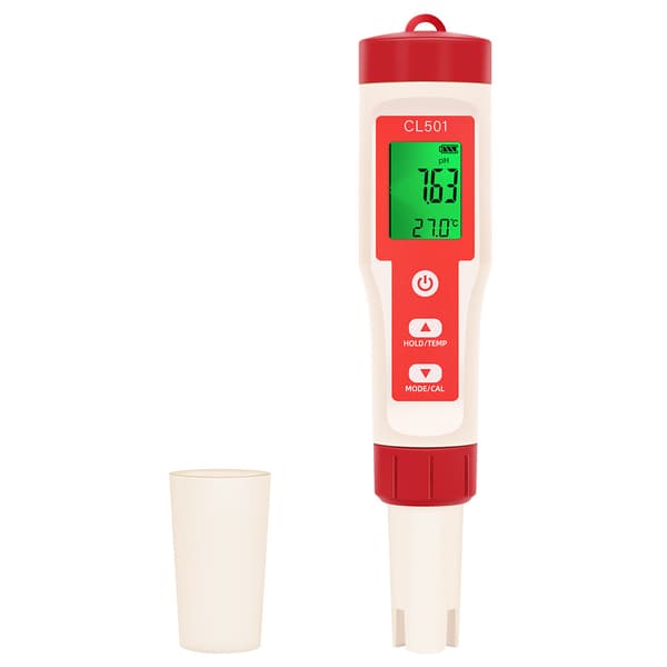 5-i-1 Digital Vannkvalitetstester, TDS/pH/H2/Temp/ORP/Cl, 0,01 Nøyaktighet