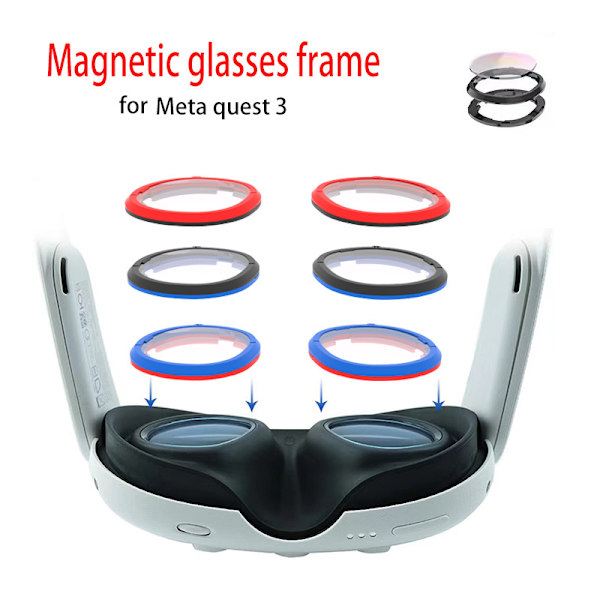 Magnetisk linsram för Quest 3 VR-glasögon (röd)