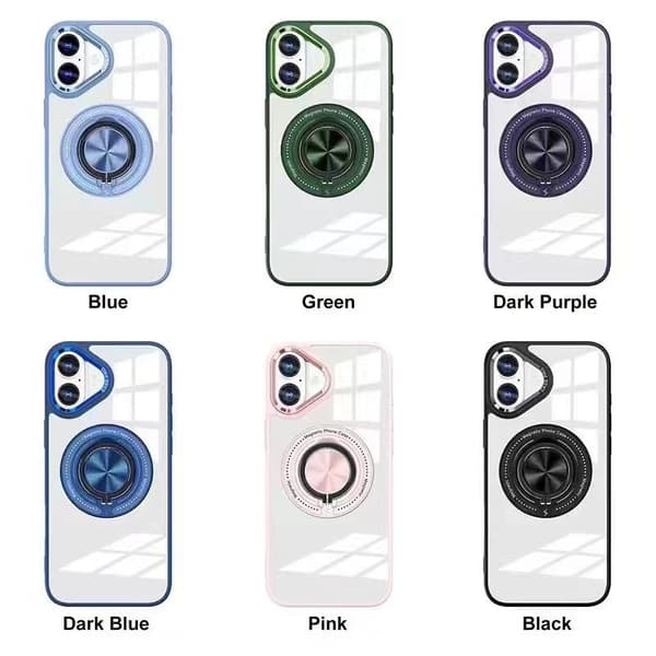 Fodral för iPhone 16 Pro Max 360 magnetisk ringhållare anti-fall skyddsfodral Light Blue