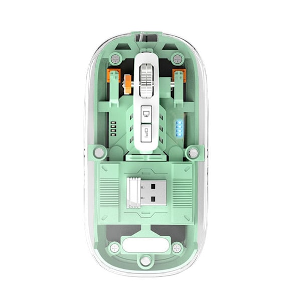 2.4G Transparent Bluetooth Gaming Mus, Tre Tilkoblingsmoduser, Justerbar Dpi (Grønn)