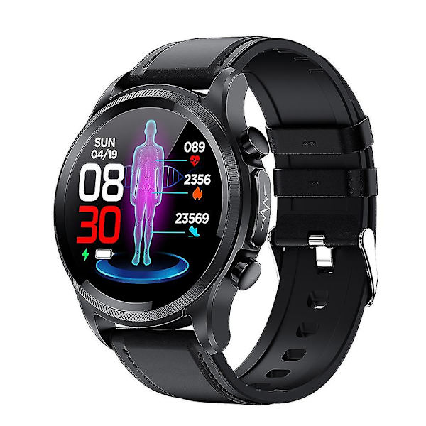 2022 Blodsocker Smart Watch Ecg+ppg Monitoring Blodtryck Kroppstemperatur Smartwatch Herr Ip68 Vattentät Fitness Tracker - Smart Watches Black Leather