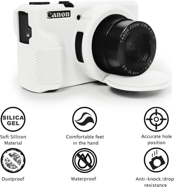Etui - For Canon Powershot G7X Mark Iii Digitalkamera, Med Avtakbart Linsedeksel (Hvit)