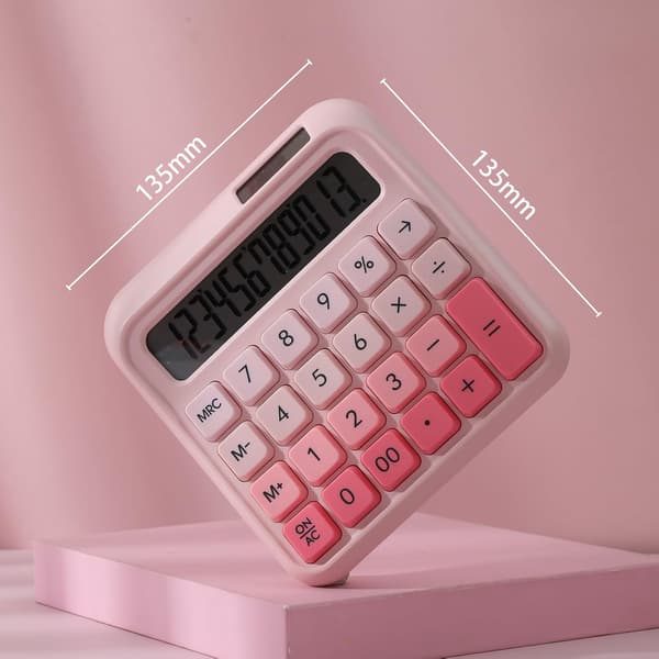 Skrivebordslommeregner 12-cifret stort og LCD-display store knapper (gradient pink)