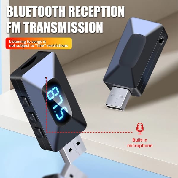 Bluetooth 5.4 FM-lähetin handsfree-puheluilla