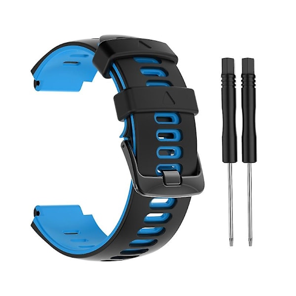 Armband Stålspänne Silikonrem för Garmin-Forerunner 735xt/220 för Smart W Black blue