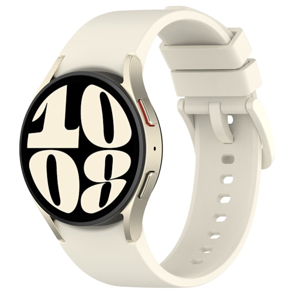 20mm Silikonarmbånd til Samsung Galaxy Watch6 40mm/44mm/watch6 Classic 43mm/47mm, fargerik spenne Beige