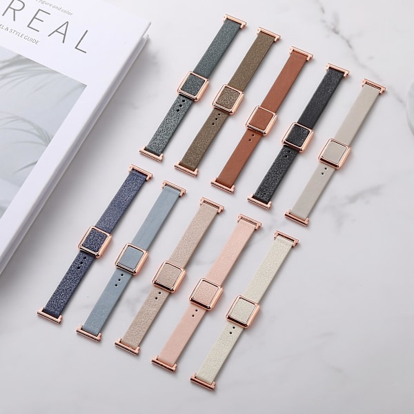 20mm Läderklockarmband för Samsung Galaxy Watch6 Classic 47mm 43mm, med magnetiskt viklås Tan Rose Gold Buckle