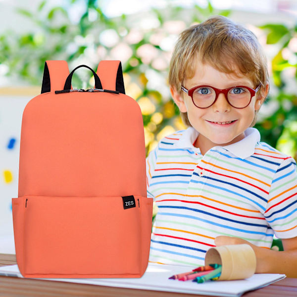 Barns ensfarget liten ryggsekk gutter og jenter skolesekk lett student skolesekk Orange