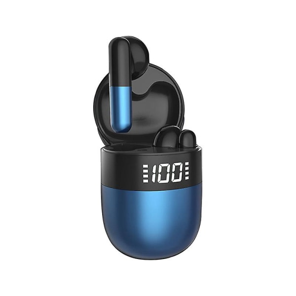 Trådlöst Bluetooth Headset Batteri Display 5.0 Stereo Headset Blue