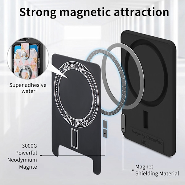 Magsafe magnetisk korthållare, färgglad korthållare ring N52 baksug Magic Space