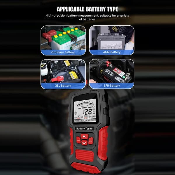 12V 24V Bilbatteritester (rød) Red
