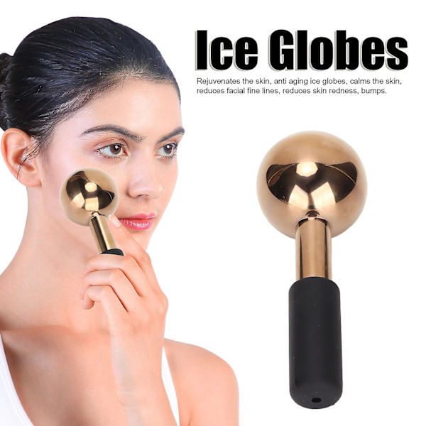 Ansigts-isglober i rosaguld, rustfrit stål, koldt isbold, reducerer rynker, anti-aging ansigtsmassagebold Black Handle