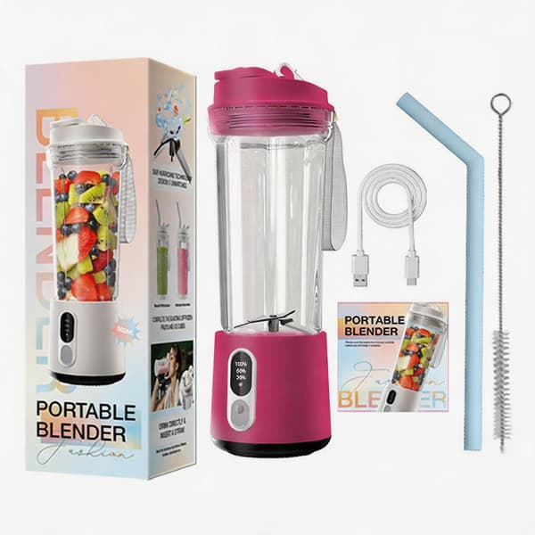 Blender, 4-blader 18000 RPM, multifunksjonell juicing og isknusing, 600ML (Rose Rød)