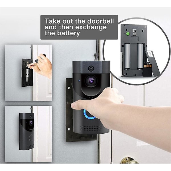 WiFi Dørklokke Kamera Vandtæt Video Dørklokke Kamera Smart IP Video Intercom Dørklokke (sort)