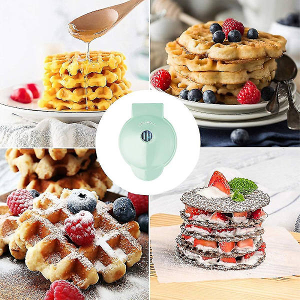 Mini våffelbryggare, liten våffelbryggare, nonstick våffelbryggare för hash browns, keto våfflor lätt att rengöra för individuella pannkakor, kakor, ägg Sky Blue