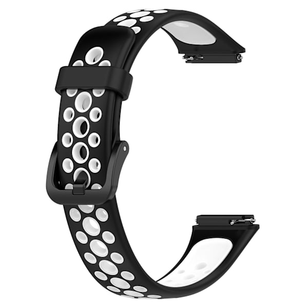 Andningsbar silikonklockarmband för Huawei Band 7 / 7 NFC Black White