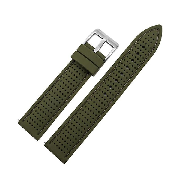 For Huawei Watch GT 3 42mm/ GT 3 Pro 43mm Watch Band 20mm Silikon Armbånd Army Green Green Thread Silver Buckle