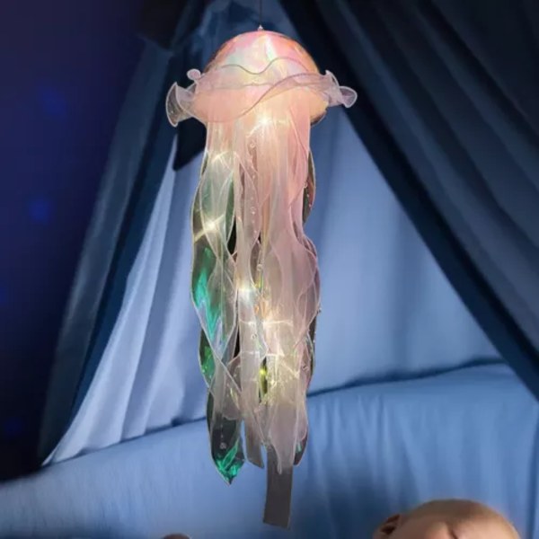 Jellyfish Lille Nattelys Realistisk Soveværelse Lys Lampe DIY til Værelse Dekoration Pink