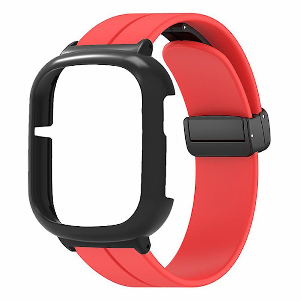 Klockarmband Magnetiskt Spänne Silikon Armband För Honor Watch 4, Med Klockfodral Red