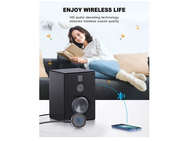Bluetooth Bil Aux Adapter, Mini Bluetooth 5.0 Modtager, Bluetooth Bil Aux Adapter, Håndfri Opkald,