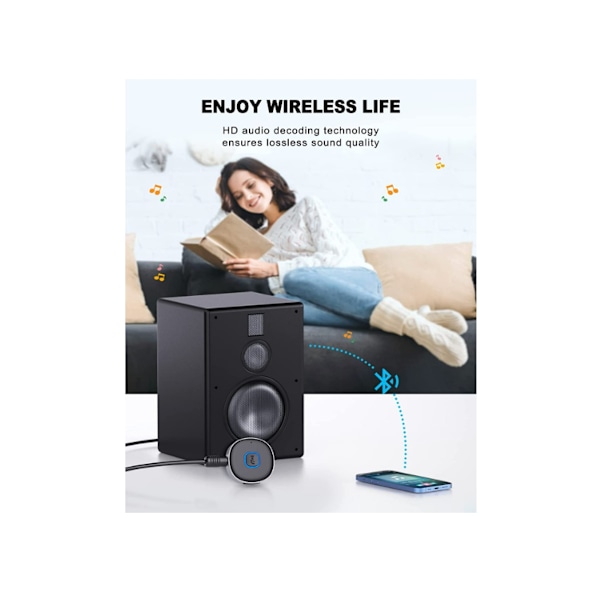 Bluetooth Bil Aux Adapter, Mini Bluetooth 5.0 Mottaker, Bluetooth Bil Aux Adapter, Håndsfree Samtaler
