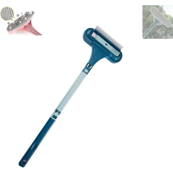 2 i 1 multifunktionell skärmborstrengöring, utdragbar rengöringsborste för mesh , med långt handtag blue