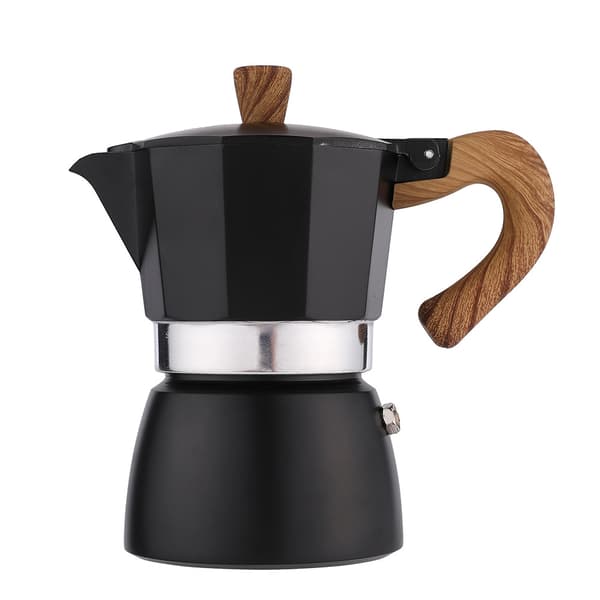 Kaffemaskine, perkolation ottekantet aluminiumsgryde til ristet kaffe (450 ml, sort)