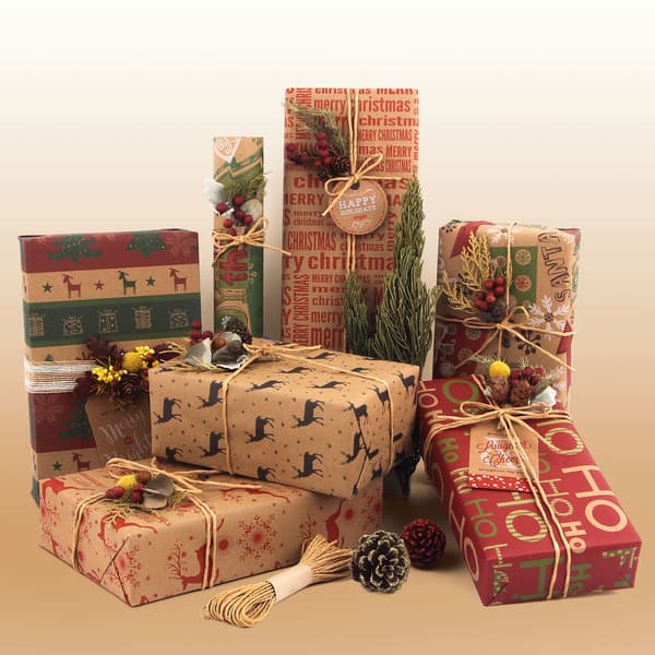 Presentpappersset - 6 ark jul för vinterhelg jul, 70 * 50 cm (05)