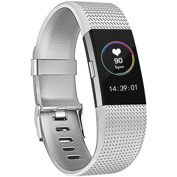 Erstatningsbånd som er kompatible for Fitbit Charge 2, Classic & Special Edition justerbare sportsarmbånd Small Metal-Silver