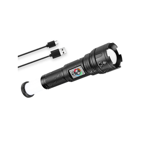 Uppladdningsbara ficklampor med högt lumen, 990000 lumen vattentät LED taktisk bärbar ficklampa superljus ficklampa med ficklampa