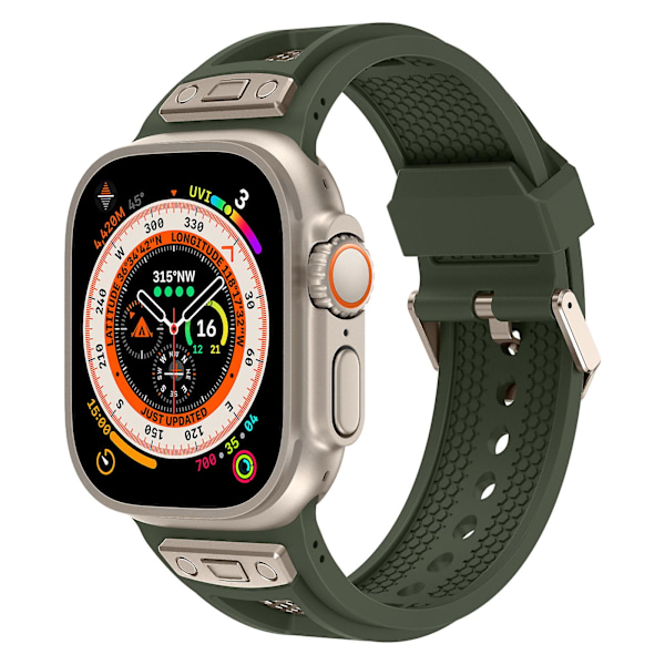 TPU-klokkestropp for Apple Watch Ultra 2 Ultra 49mm / Series 9 8 7 45mm / 6 5 4 SE (2022) SE (2023) SE 44mm / 3 2 1 42mm Army Green Titanium