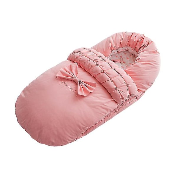 Baby Sovepose Nyfødt Fortykket Sovepose Tæppe Konvolut Sløjfe Pink M