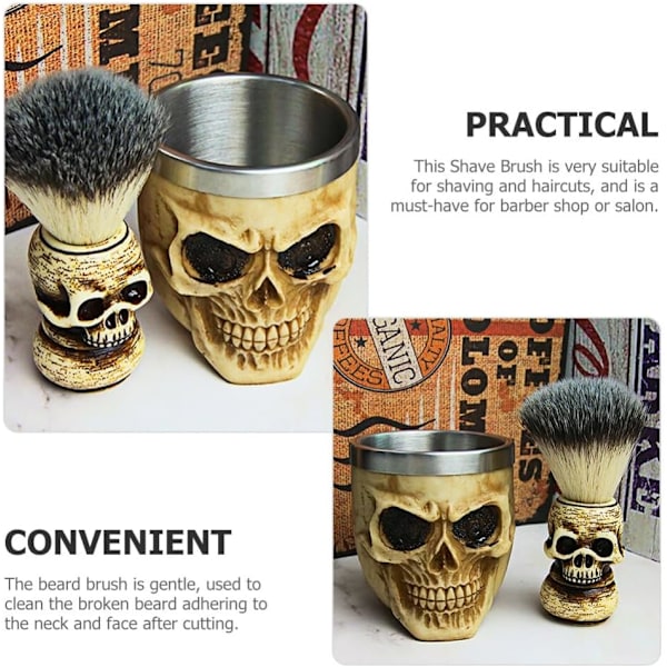 Skallehode Grevlingbarberkost og Skål (Beinsvart)
