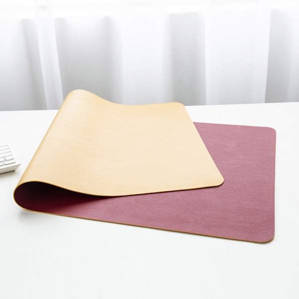 Kaksipuolinen liukumaton hiiren alusta vedenkestävästä PU-nahasta, helppo puhdistaa kannettavan tietokoneen työpöydän kirjoitusmatto toimistoon/kotiin 100*50Cm Burgundy Yellow