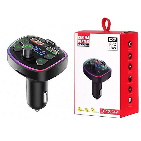 FM-lähetin Bluetooth 18W PD+Dual USB 3.1A autolaturi Handsfree TF Card U-Disk AUX musiikin soittosarja radiolle kaikille puhelimille