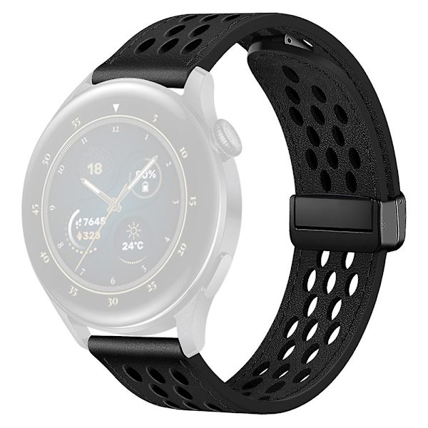 Til Huawei Watch GT 3 42mm/ GT 3 Pro 20mm PU Læderrem Huller Design Urrem Black