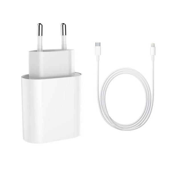 PD 3.0 20W snabbladdare med Lightning USB-C-kabel för iPhone X (Typ C - Lightning -vit)