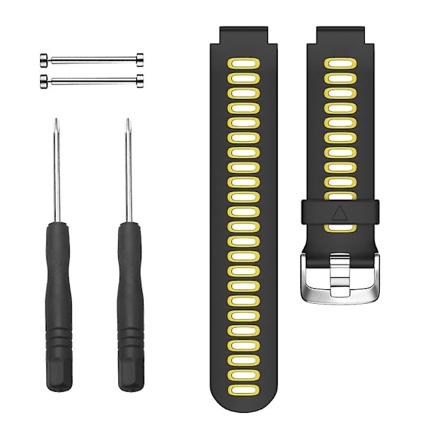 To-farvet silikoneurrem til Garmin Forerunner 735 XT (sort + gul) Duck   Blue