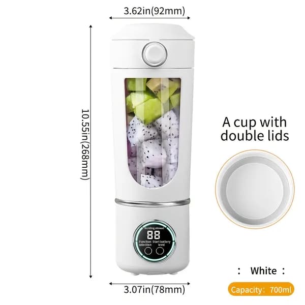 Juicer Kompakt 700 ml med digitalt display og 12 knive (hvid)