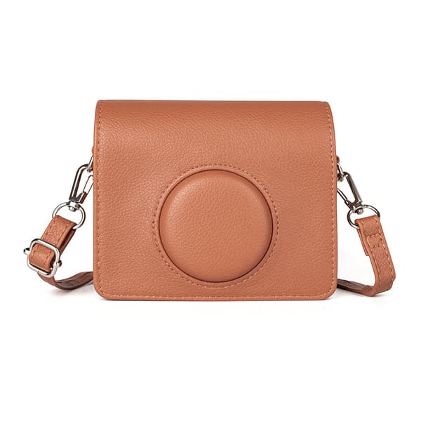 Fodral - För Instax Mini Evo Spegellös Kamera, PU-läder Med Axelrem (Brun)