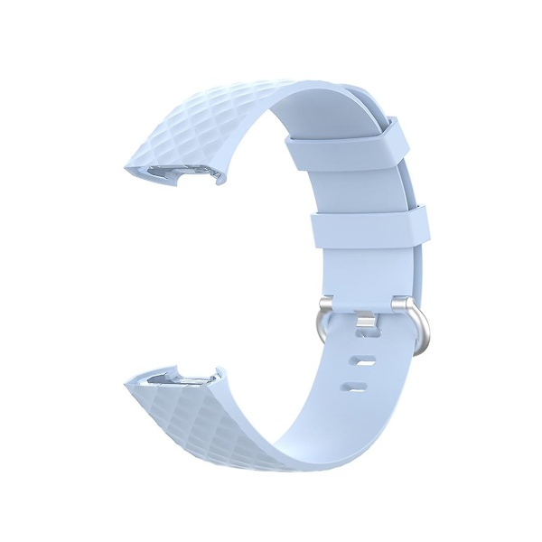 18mm Silverfärgat spänne TPU handledsrem armband för Fitbit Charge 4 / Charge 3 SE, Storlek: L Light Blue