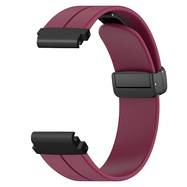 Magnetisk spenne silikon klokkearmbånd for Garmin Fenix 7s/7s Solar/6s/5s, med 20mm PC-kontakt Wine Red