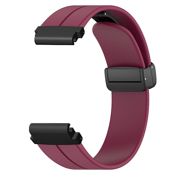 Magnetisk spenne silikon klokkearmbånd for Garmin Fenix 7s/7s Solar/6s/5s, med 20mm PC-kontakt Wine Red