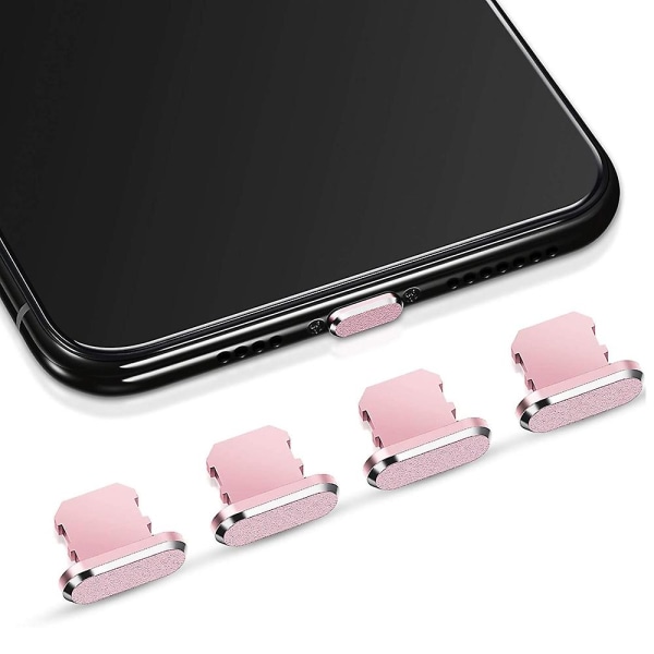 4 kpl pölynestopistokkeita, jotka ovat yhteensopivat Iphonen kanssa, suojaa cover Pink