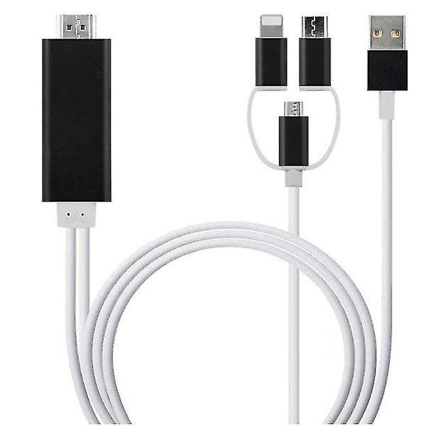 3-i-1 Usb-c/micro Usb/belysning til HDMI-adapterkabel