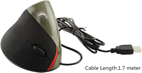 Ergonomisk lodret mus, optisk USB-kablet mus 1600 DPI 5 knapper (sølvgrå)
