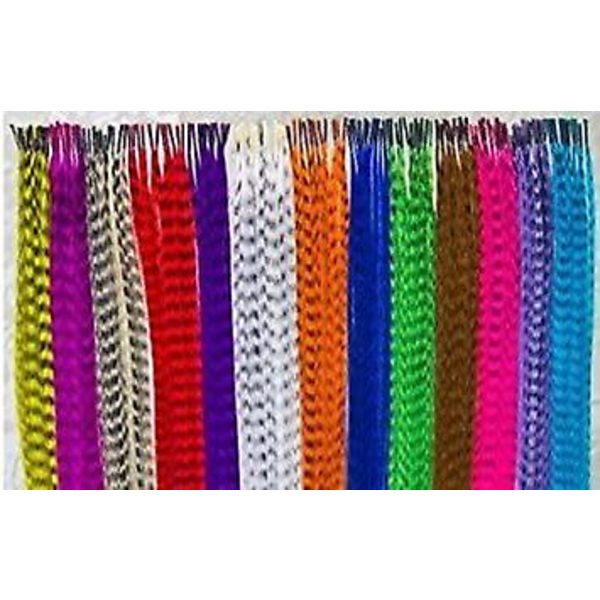 Syntetiske hårforlengelsessett med 52 syntetiske assorterte farger, 100 perler, tang og krok (lyse og ganske blandede farger)